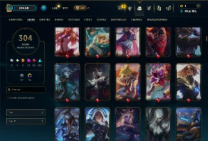 Bronze 2 com TODOS os Champs e 304 Skins +6 Prestigios - League of Legends LOL