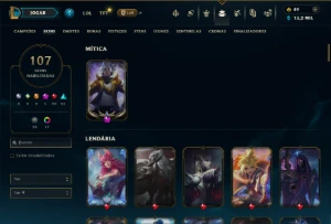 Unranked com 120 Champs e 107 Skins ( MID / JG / TOP ) - League of Legends LOL