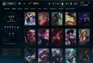 Unranked com 120 Champs e 107 Skins ( MID / JG / TOP ) - League of Legends LOL