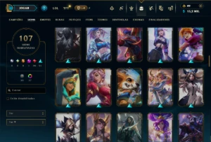 Unranked com 120 Champs e 107 Skins ( MID / JG / TOP ) - League of Legends LOL