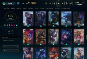 Unranked com 120 Champs e 107 Skins ( MID / JG / TOP ) - League of Legends LOL