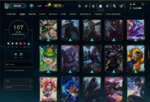 Unranked com 120 Champs e 107 Skins ( MID / JG / TOP ) - League of Legends LOL