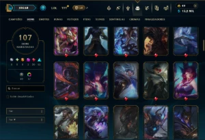 Unranked com 120 Champs e 107 Skins ( MID / JG / TOP ) - League of Legends LOL