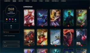 CONTA LOL 268 SKINS PLATINA MMR ALTO E BARATA! - League of Legends