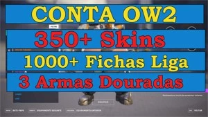 CONTA OW2, MUITAS SKINS, 3 ARMAS DOURADAS, TOKENS DA LIGA - Blizzard