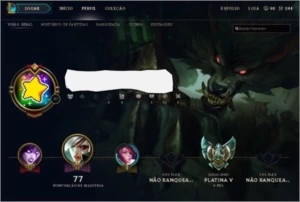 Conta League of Legends LOL Platina 5 com Borda de Ouro