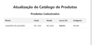 Script Gerenciador De Catálogo De Produtos E Estoque - HTML5 - Outros