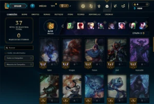 Unranked com 45 Champs e 9 Skins + 2 Fragmentos - League of Legends LOL