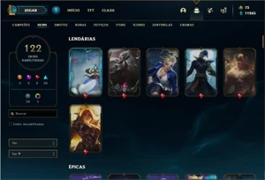 Conta prata 4 com 142 Champs e 122 Skins + 4 Vitoriosas - League of Legends LOL