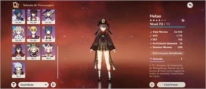 Hutao com Baculo + 4 T5 - Genshin Impact