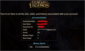 Conta League of Legends 364 skins LOL