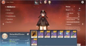 Conta Genshin Impact AR 5 com Hutao + Túmulo do Lobo