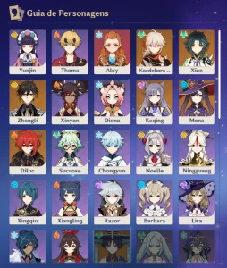 Conta Genshin Impact AR45 /Xiao/Zhongli/Mona/Keqing/Kazuha/