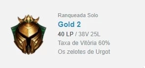 CONTA GOLD 2 HONRA 2 MMR ALTO - League of Legends LOL
