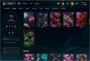 Conta unranked com 93 champs e 79 skins - League of Legends LOL