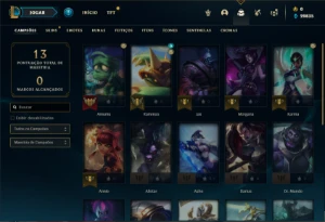 Conta Diamante 1 com 22 Champs e 2 Skins + 8 Fragmentos - League of Legends LOL