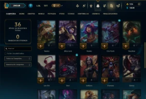 Unranked com 35 Champs e 8 Skins - League of Legends LOL