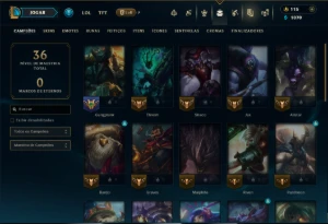 Unranked com 35 Champs e 8 Skins - League of Legends LOL
