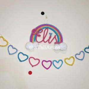 Kit Decoração Porta Maternidade + Varal de Corações - Artesanato e Personalizados