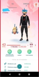 Conta Pokémon Go level 43