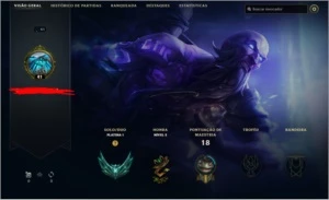 Conta Plat 1 com 62% de winrate - League of Legends LOL