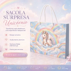 Kit 15 Sacolinhas Unicórnio Candy - Pegue e Monte - Artesanato e Personalizados