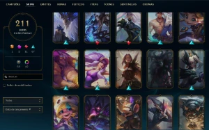 Unranked com TODOS os champs e 211 Skins ( Nivel 500 ) - League of Legends LOL