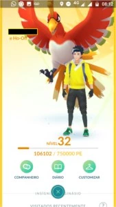 Conta Pokémon Go Lv 32 Time Amarelo - Cães Lendários + Ho+Oh