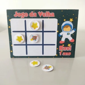 Jogo da Velha Astronauta Personalizado - 21 x 15 cm - Artesanato e Personalizados