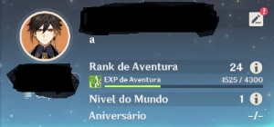 Conta AR 24 Com 4 personagens Tier 5 estrelas - Genshin Impact