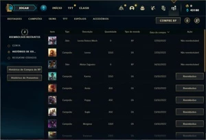 Conta ouro 4 com 22 Champs e 2 Skins + 2 Espolios - League of Legends LOL