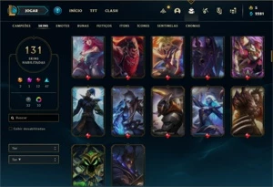 Conta ouro 3 com 115 Champs e 131 Skins + 5 Vitoriosas - League of Legends LOL
