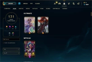 Conta ouro 3 com 115 Champs e 131 Skins + 5 Vitoriosas - League of Legends LOL