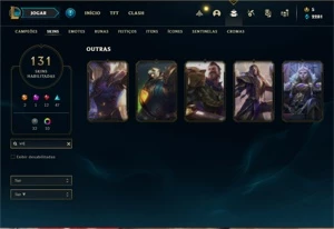 Conta ouro 3 com 115 Champs e 131 Skins + 5 Vitoriosas - League of Legends LOL