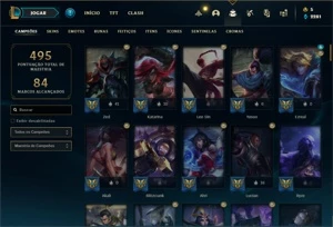 Conta ouro 3 com 115 Champs e 131 Skins + 5 Vitoriosas - League of Legends LOL