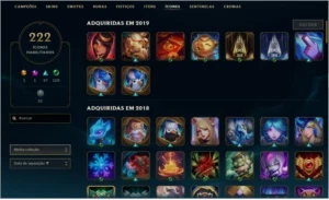Acc LOL Platina - 132 campeões - 166 skins - 222 icones - League of Legends