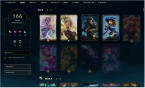 Acc LOL Platina - 132 campeões - 166 skins - 222 icones - League of Legends