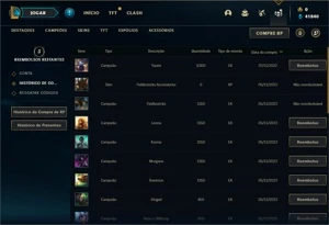 Conta ouro 4 com 21 Champs e 1 Skin + 3 Fragmentos - League of Legends LOL