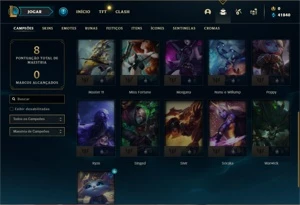 Conta ouro 4 com 21 Champs e 1 Skin + 3 Fragmentos - League of Legends LOL