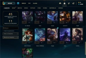 Conta Platina 4 com 36 Champs e 8 Skins + 10 Fragmentos - League of Legends LOL