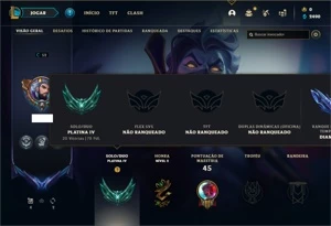 Conta Platina 4 com 36 Champs e 8 Skins + 10 Fragmentos - League of Legends LOL