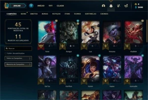 Conta Platina 4 com 36 Champs e 8 Skins + 10 Fragmentos - League of Legends LOL