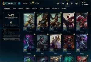 Conta ouro 2 com TODOS os champs e 245 Skins + 2 Raras - League of Legends LOL