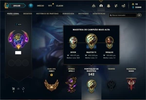 Conta ouro 2 com TODOS os champs e 245 Skins + 2 Raras - League of Legends LOL