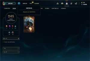 Conta ouro 2 com TODOS os champs e 245 Skins + 2 Raras - League of Legends LOL