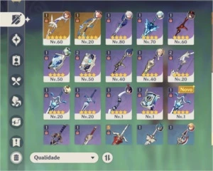 Ar45. Hutao, Kazuha, Shogun Raiden e Jean/ 2 armas T5 - Genshin Impact