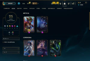 Esmeralda 4 com 80 Champs e 25 Skins - League of Legends LOL