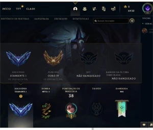 Conta lol d1  66% de winrate - League of Legends