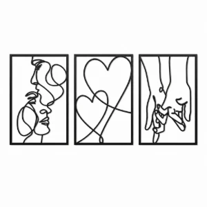 Kit 3 Quadros Casal Minimalista em MDF 40 x 28 cm - Artesanato e Personalizados