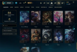 Ouro 4 com 65 Champs e 2 Skins - League of Legends LOL